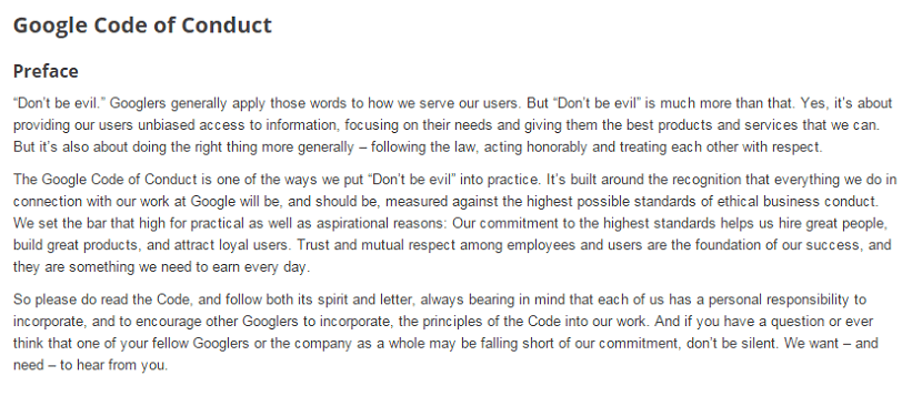 Google Code of Conduct
