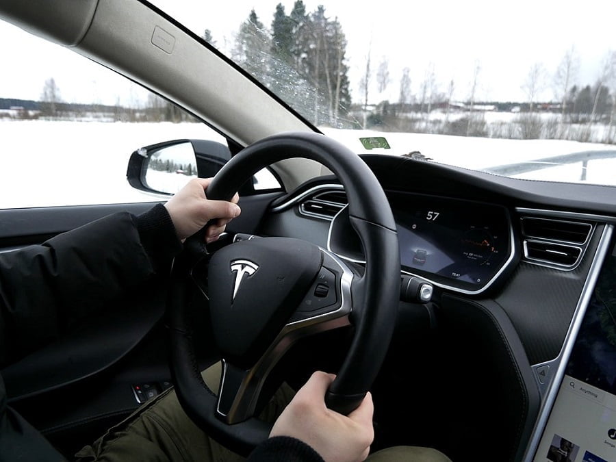 Tesla Steering Car In Wheel