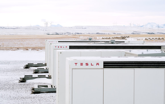 Tesla battery site catches fire