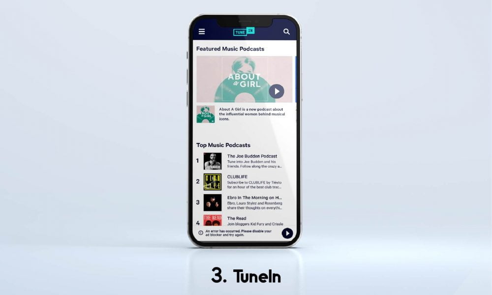 TuneIn music and podcasts