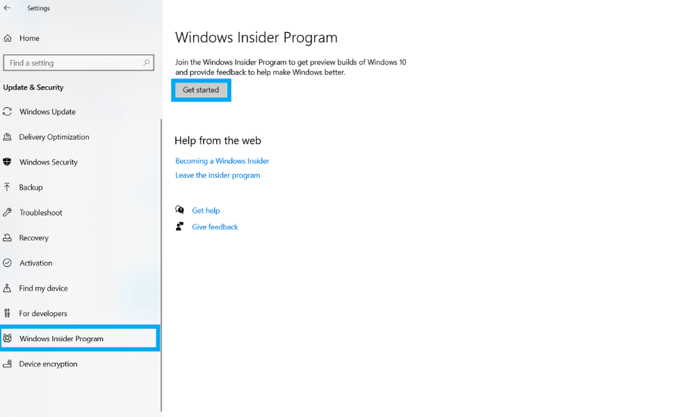 Windows Insider Program - Get Started