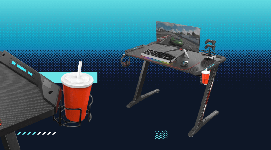 Best Budget Gaming Desk: Eureka Ergonomic Gaming Table- Z1 S RGB Light (Also Homall) Best Budget Gaming Desk: Eureka Ergonomic Gaming Table- Z1 S RGB Light