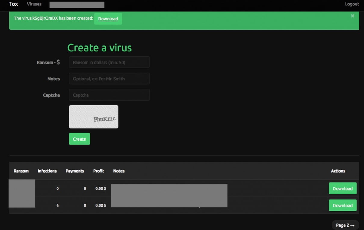 Tox is now an Outsourced Ransomware Platform that anybody can use